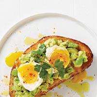 Avocado Toast · Toasted Sourdough bread topped with olive oil, avocado, everything bagel seasoning, and micr...