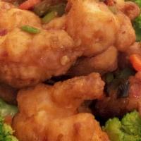 Capital Chicken · Spicy. Chunks of white meat chicken made crisp in chef's special curry flavored sauce. Serve...