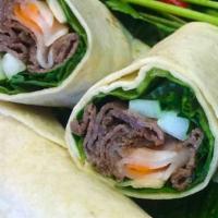 Minced Roasted Beef Wrap · Minced Roasted Beef with honey garlic sauce. Served with cucumber, cilantro, pickled radish,...