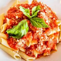 Penne Pasta · Penne topped with your choice of sauce served with a roll.