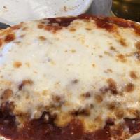 Lasagna (28) · Traditional Homemade Lasagna. With ground beef, ricotta and mozzarella cheese with our homem...