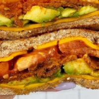 Vegan Avocado Blt · Avocado, lettuce, tomatoes and vegan bacon on multigrain bread. Served with french fries or ...