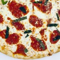 Margherita Pizza (Small 12'') · Plum tomatoes, basil, mozzarella cheese & olive oil.