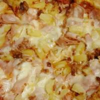 Hawaiian Pizza · Chicken or ham, pineapple, bacon, green peppers and extra cheese.