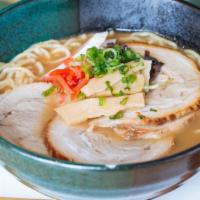Shoyu Chashumen · A combination of soy-flavored and pork bone, topped with three pieces of marinated chashu po...