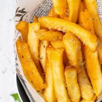 Fries · Skin-on golden fries topped with oregano.