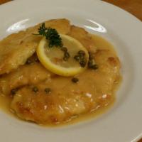 Pollo Limone · Picatta. Salad and choice of pasta, risotto or potato and vegetable.