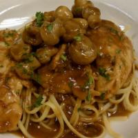 Chicken Marsala · Salad and choice of pasta, risotto or potato and vegetable.