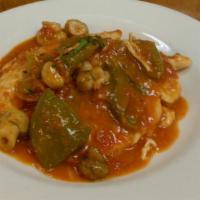 Chicken Cacciatore · Salad and choice of pasta, risotto or potato, and vegetable.