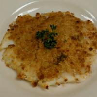 Baked Haddock · Topped with stuffing.