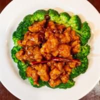 General Gao'S Chicken · Spicy. Chunks of chicken lightly battered and fried until crispy, sautéed with red pungent s...