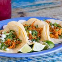 Tacos · All tacos come three to an order on corn tortillas with onion, cilantro, lime, radish, and y...