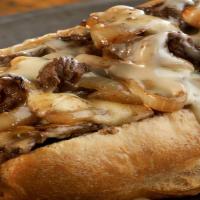 Shrimp Cheesesteak · Grilled rib-eye steak meat and grilled jumbo shrimp, topped with melted Provolone
cheese on ...