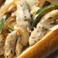 Mushroom/Pepper Chicken Cheesesteak · Real, premium chicken, tender and full of flavor, cooked with mushrooms and bell peppers, to...