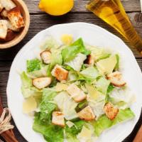 Chicken Caesar  · Romaine lettuce,  Grilled Chicken, Parmesan Cheese, Croutons, Salt and Pepper with Caesar Dr...
