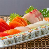 Sushi & Sashimi Combo · 6 pcs sushi, 10 pcs sashimi, and 1 salmon avocado roll.