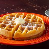 Belgian Waffle · Served with butter and maple syrup.