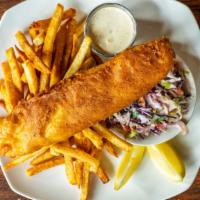 Fish & Chips · Haddock, beer batter, hand-cut fries, coleslaw, tartar sauce