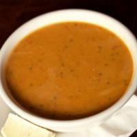 Red Lentil Soup · A vegetarian blend of red lentils, Turkish seasoning with butter and mint.