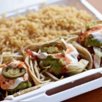 3 Tacos Combo · Served with rice and beans.
