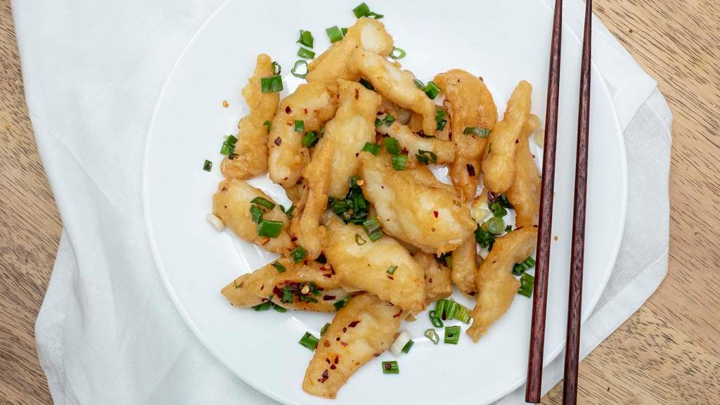 Fried Squid W. Spiced Salt & Pepper · Hot and spicy. Ask for Mild, Medium or Very Hot.