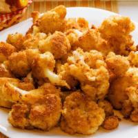 Fried Cauliflower (Vegetarian), (Vegan Option) (Gf) · Fresh Florets dusted with rice flour, lightly fried and topped with parmesan, and seasoning,...