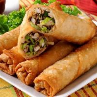 (3) Chicken Spring Rolls · Cabbage, carrots, mushrooms, noodles, and spices in a crispy spring roll served with Vietnam...