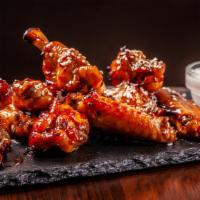 Wing Platter · 6 Jumbo Party Wings Tossed with Flavor of Choice and Served with Choice of 2 Sides.