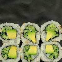 Avocado & Cucumber Maki · Vinaigrette Sushi Rice, Sesame Seed, Seaweed Paper, Avocado and Cucumber.