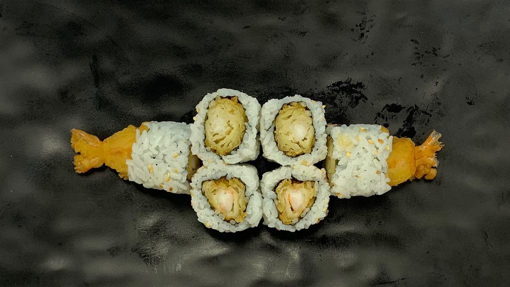 Shrimp Tempura Maki · Vinaigrette Sushi Rice, Sesame Seed, Seaweed Paper, Deep Fried Shrimp, Spicy Mayo, Lettuce.