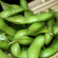 Edamame · Boiled soybeans with a touch of salt.