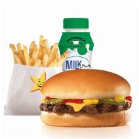 Cheeseburger Cool Kids Combo · Char-broiled all-beef patty topped with American cheese, dill pickles, ketchup, and mustard ...