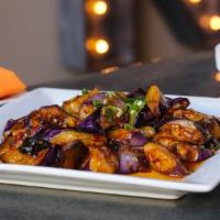 Eggplant With Garlic Sauce · Asian eggplant sauteed in a sweet & sour garlic sauce with wood ear mushrooms - spice: 1 out...