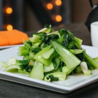 Bok Choy With Garlic · bok choy sauteed with garlic - spice: 0 out of 5
served with white rice