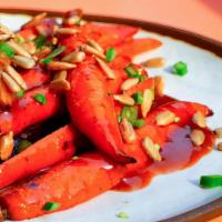 Baby Carrots · Sweet Soy Ginger Glaze, Sunflower Seeds, Chinese Chives