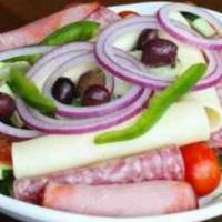 Antipasto Salad · Genoa salami, capicola ham, pepperoni, Kalamata olives, peppers, onions, fresh vegetables an...