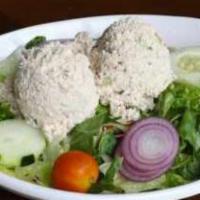 Tuna Salad · Choice of mixed greens or kale topped with onions and two scoops of tuna salad.