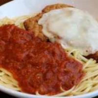 Chicken Parmigiana · Breaded chicken breast smothered with a special blend of cheeses and our marinara sauce. Ser...