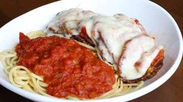 Eggplant Parmigiana · Breaded eggplant smothered with a special blend of cheeses and our marinara sauce. Served with a side of linguine and marinara sauce.