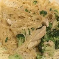 Chicken & Broccoli Alfredo · Sautéed with broccoli in a cream sauce. Served with choice of pasta.
