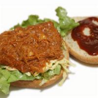 Bbq Pulled Pork Sandwich · BBQ Pulled Pork with choice of topping on Brioche Roll
