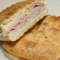 Ham & Cheese Panini · Roasted Ham, Honey Mustard, Mayo, Choice of Cheese on Ciabatta