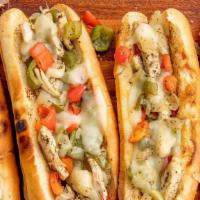 Big Ben Chicken Cheese Steak · Chicken Cheese Steak served with sautéed onions, peppers, mushrooms and homemade marinara sa...