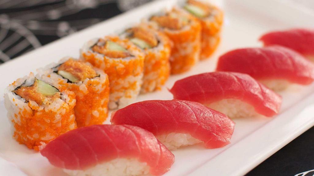 Tuna Lunch Set · Tuna sushi with spicy tuna roll.