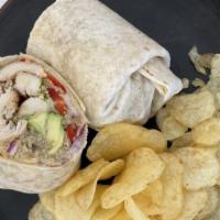 Power Wrap · Grilled chicken, shredded kale, red cabbage, quinoa, avocado, pickled red onions, and hummus...