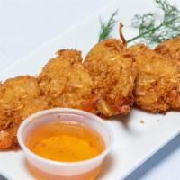 Coconut Shrimp · Favorite. Fried shrimp dipped in coconut butter and coconut flakes.