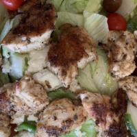 Chicken Kabob Salad · Served with garlic bread.