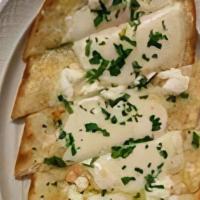 Bianca Flat Bread · Garlic, olive oil, mozzarella, ricotta, fontina
