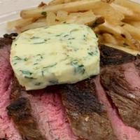 Steak Frites · New York Strip Steak, maitre d'hotel butter, hand cut frites aioli
