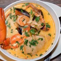 Mariscada · Fresh seafood broth lobster, fresh fish, crab, mussel, shrimp & clams